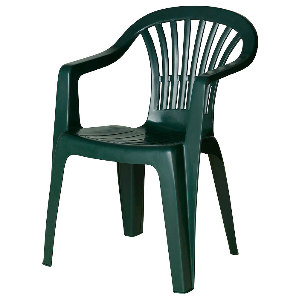 Silla resina monoblock respaldo bajo verde altea